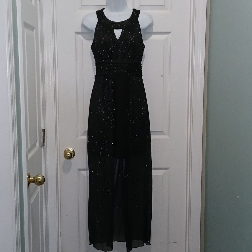 Sweet Storm  women’s black  glitter long formal dress  semi party  Prom Sz M NWT
